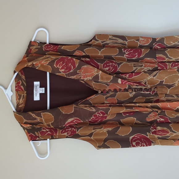 Isaac Mizrahi Floral Flowy Sleeveless Lined Dress 8 Brown Red Orange - Picture 4 of 16